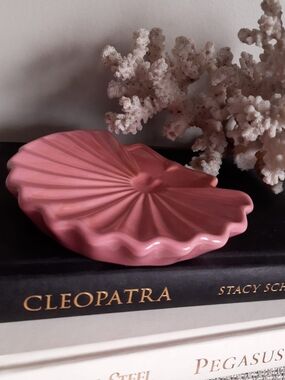 Decorative Pink Ceramic Shell Dish - Home Art Accent